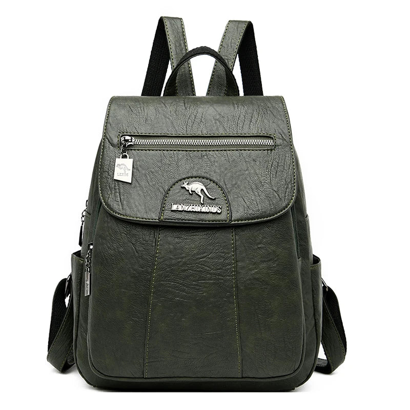 Diebstahlsicherer Lederrucksack mit großem Fassungsvermögen für Damen | Intto