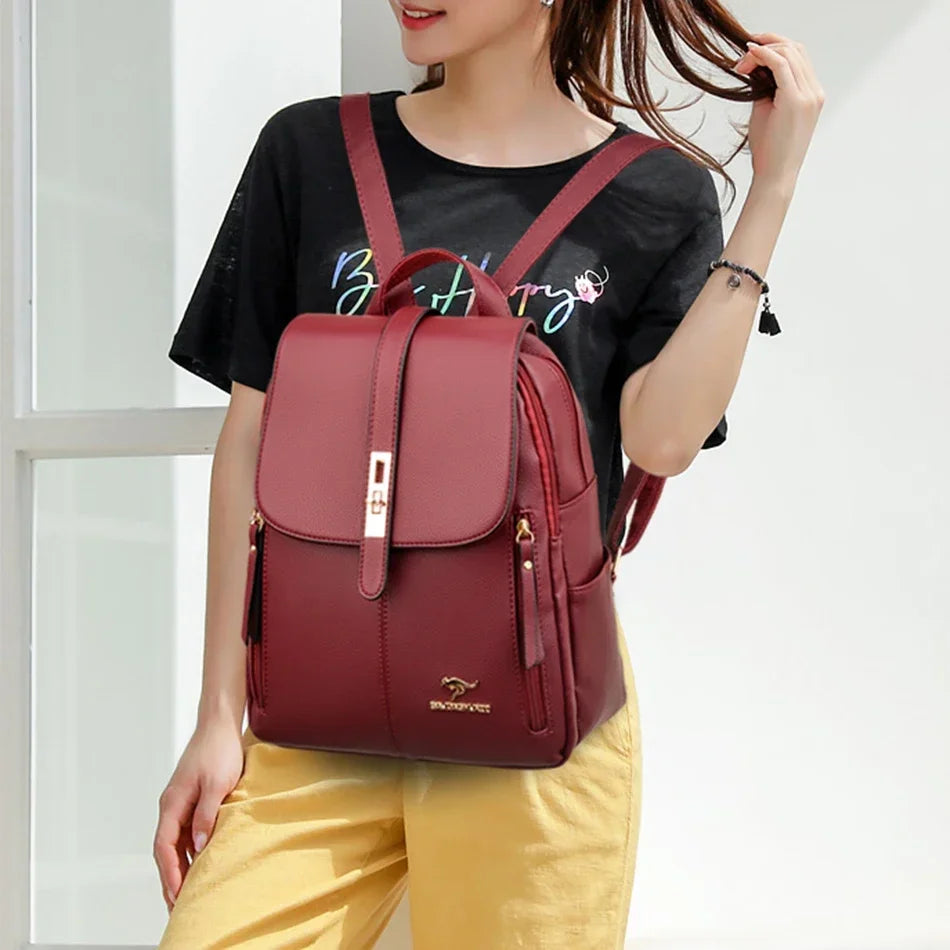 Anti-Diebstahl-Lederrucksack für Damen mit großem Fassungsvermögen | Lottie