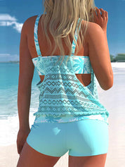 Drajin | Übergröße-Tankini-Set mit Spitzennaht und Blattmuster