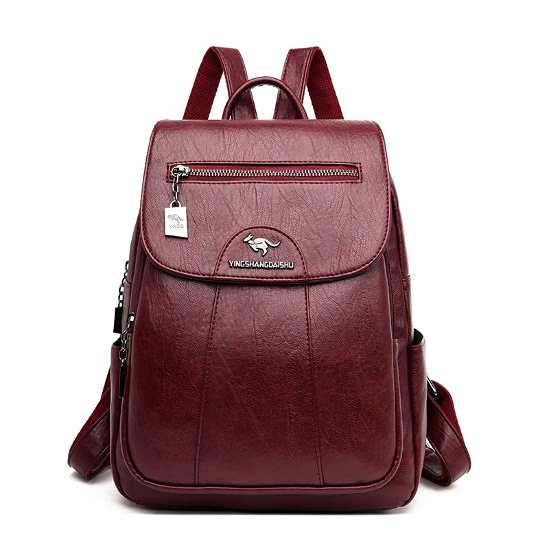Diebstahlsicherer Lederrucksack mit großem Fassungsvermögen für Damen | Intto