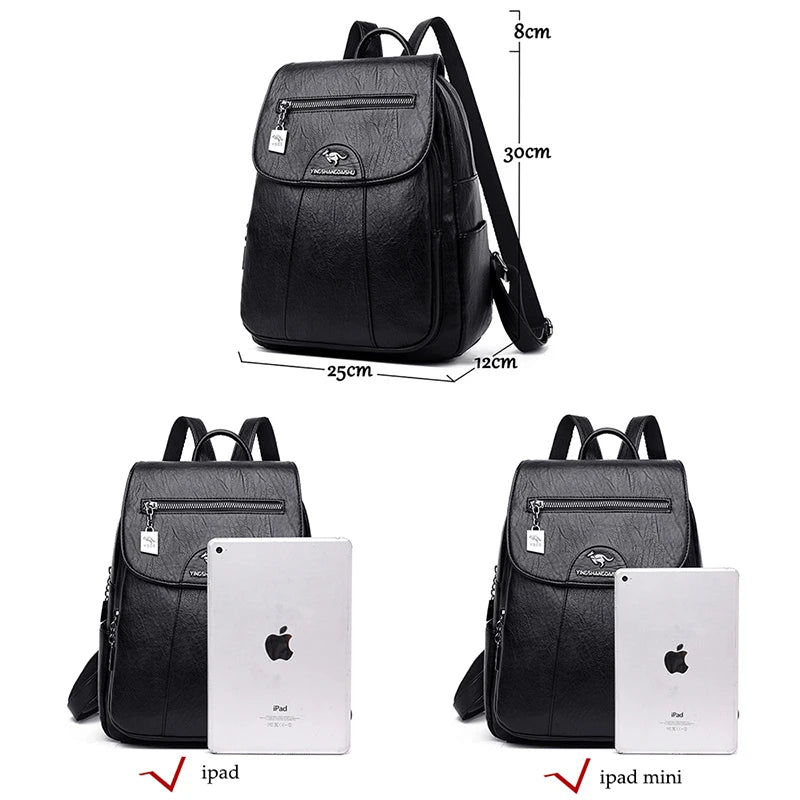 Diebstahlsicherer Lederrucksack mit großem Fassungsvermögen für Damen | Intto