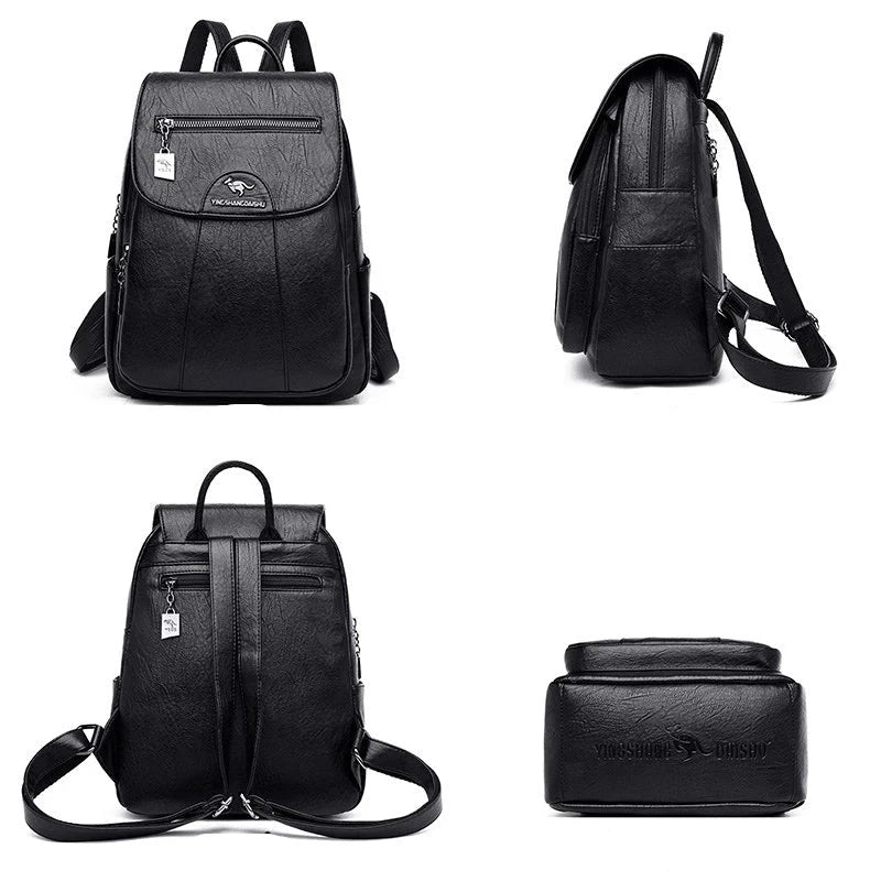 Diebstahlsicherer Lederrucksack mit großem Fassungsvermögen für Damen | Intto