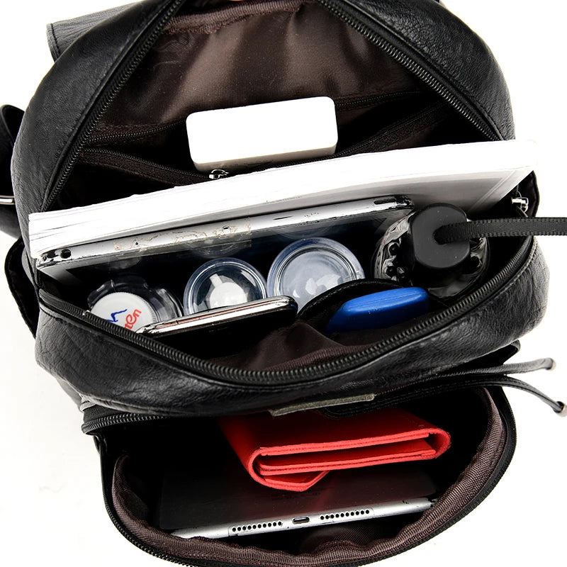 Diebstahlsicherer Lederrucksack mit großem Fassungsvermögen für Damen | Intto