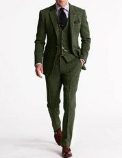 Tweed-Smoking-Herrenanzüge, Dreiteiliges Set | Jhevon