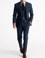 Tweed-Smoking-Herrenanzüge, Dreiteiliges Set | Jhevon