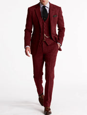 Tweed-Smoking-Herrenanzüge, Dreiteiliges Set | Jhevon